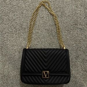 Victoria’s Secret Convertible Black and Gold Crossbody Handbag / Clutch
